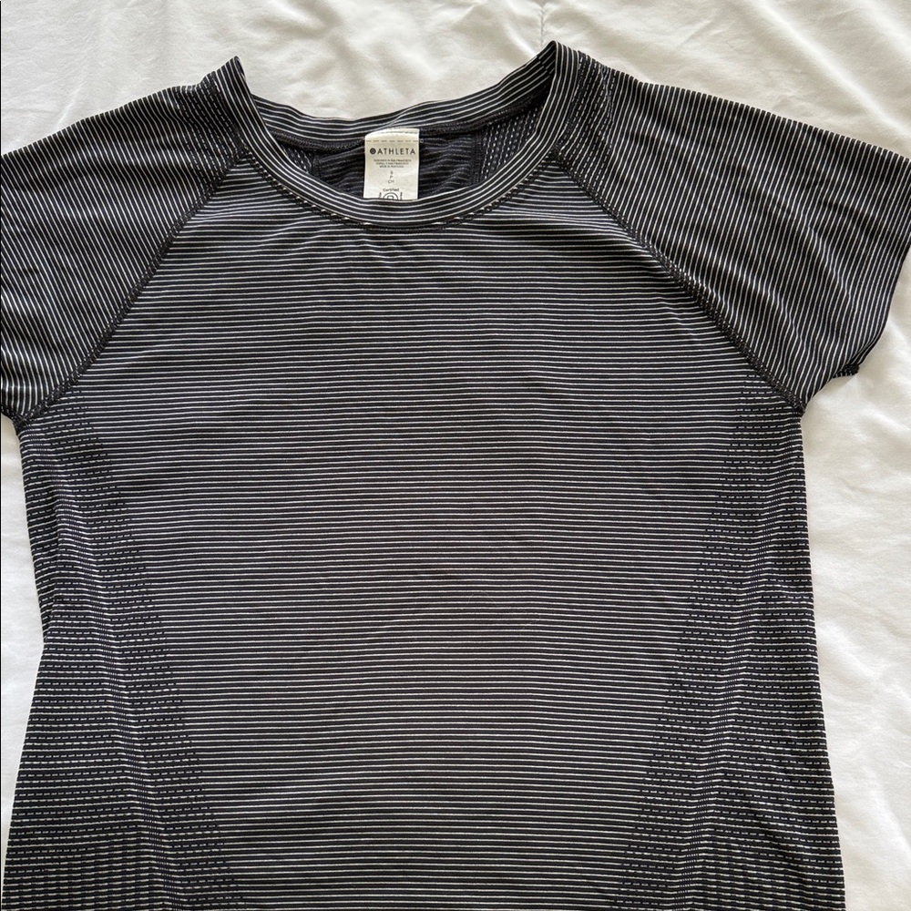 Athleta Black and White Striped Top